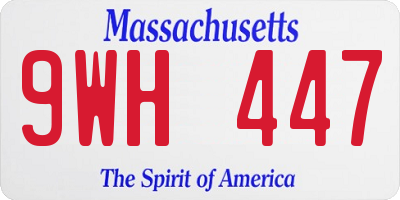MA license plate 9WH447