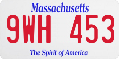MA license plate 9WH453