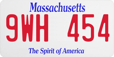 MA license plate 9WH454