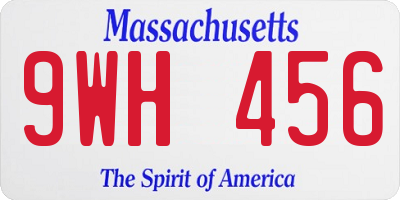 MA license plate 9WH456