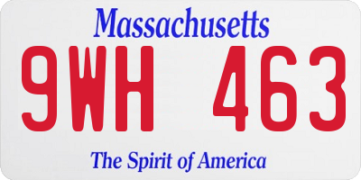MA license plate 9WH463