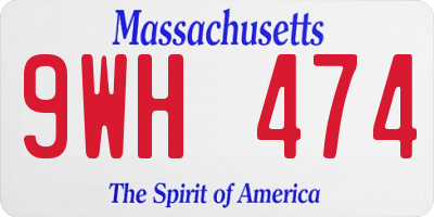 MA license plate 9WH474
