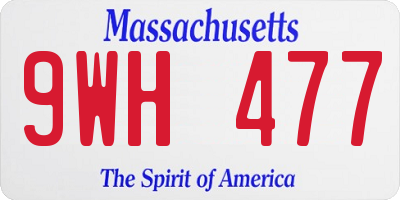 MA license plate 9WH477