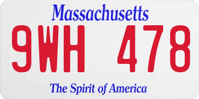 MA license plate 9WH478