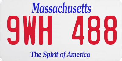 MA license plate 9WH488