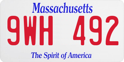 MA license plate 9WH492