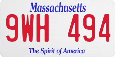 MA license plate 9WH494