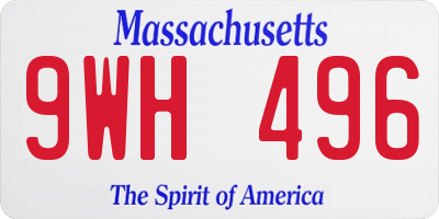 MA license plate 9WH496