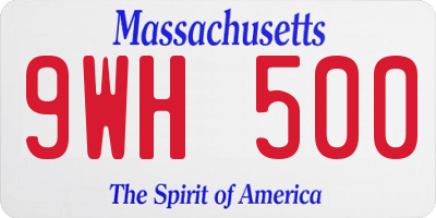 MA license plate 9WH500