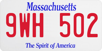 MA license plate 9WH502