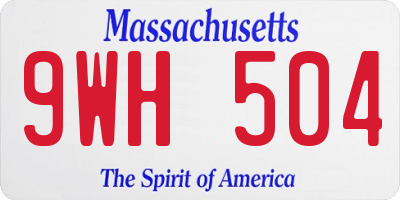 MA license plate 9WH504
