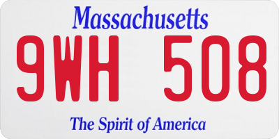 MA license plate 9WH508