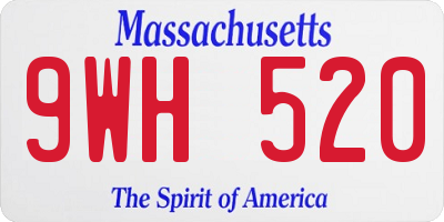 MA license plate 9WH520
