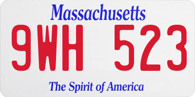 MA license plate 9WH523