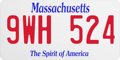 MA license plate 9WH524