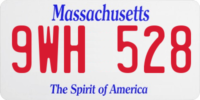 MA license plate 9WH528