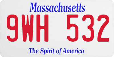 MA license plate 9WH532
