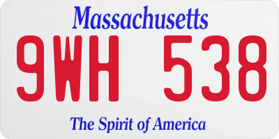MA license plate 9WH538
