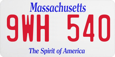 MA license plate 9WH540
