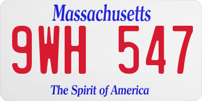 MA license plate 9WH547