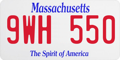 MA license plate 9WH550