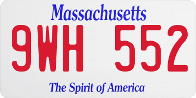 MA license plate 9WH552