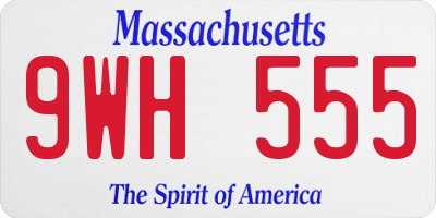 MA license plate 9WH555