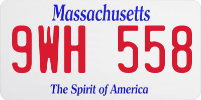 MA license plate 9WH558