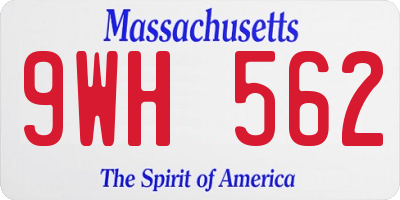 MA license plate 9WH562