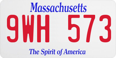MA license plate 9WH573