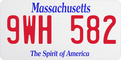 MA license plate 9WH582