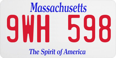 MA license plate 9WH598