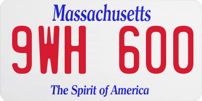 MA license plate 9WH600