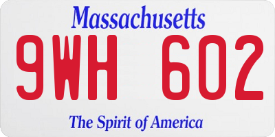 MA license plate 9WH602