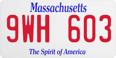 MA license plate 9WH603