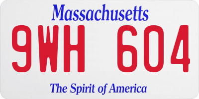 MA license plate 9WH604