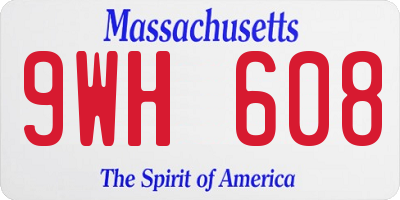 MA license plate 9WH608