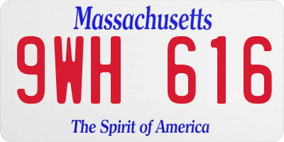 MA license plate 9WH616