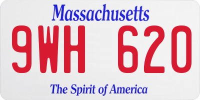 MA license plate 9WH620