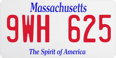 MA license plate 9WH625