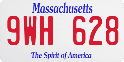 MA license plate 9WH628
