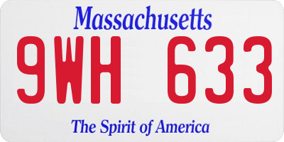 MA license plate 9WH633