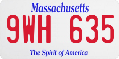 MA license plate 9WH635