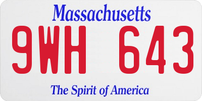MA license plate 9WH643