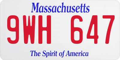MA license plate 9WH647