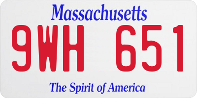 MA license plate 9WH651