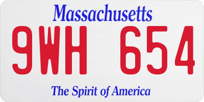 MA license plate 9WH654