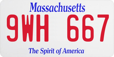 MA license plate 9WH667
