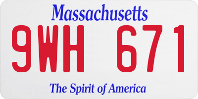 MA license plate 9WH671