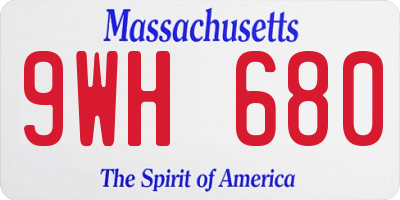 MA license plate 9WH680